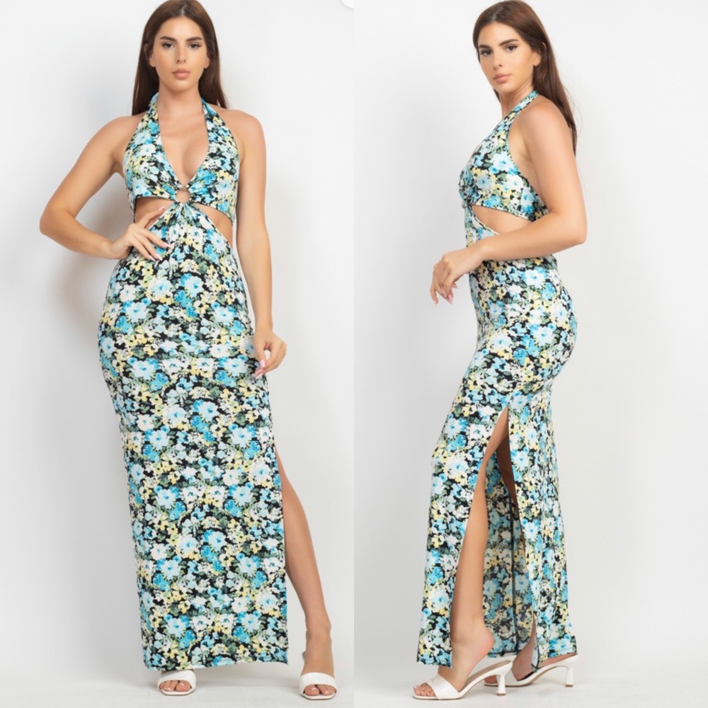 Floral Halter Maxi Dress